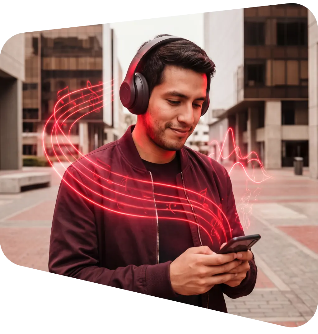 Joven escuchando música