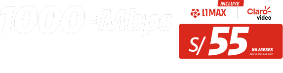 50% de descuento x los 6 primeros meses. Incluye L1 MAX, ESPN, Claro video, HBO, HBO max, Repetidor wifi 360
