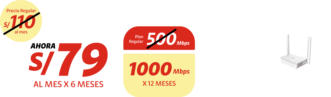 50% de descuento x los 6 primeros meses. Incluye L1 MAX, ESPN, Claro video, HBO, HBO max, Repetidor wifi 360